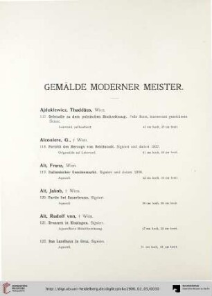 Gemälde Moderner Meister (Nr. 117-180)