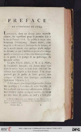 Preface de l'edition de 1729