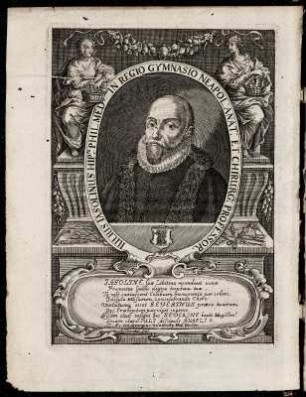 Giulio Jasolino (Julius Jasolinus) : Julius Jasolinus (Giulio Jasolino, 1538-1622, Arzt) Kupferstich. Blatt [4] verso aus: Severino, Marco Aurelio: Zootomia Democritaea: Id est, Anatome Generalis totius animantium Opificii : libris quinque distincta, quorum seriem sequens facies delineabit. Noribergae: Literis Endterianis, 1645. Dresden: SLUB Zool.755