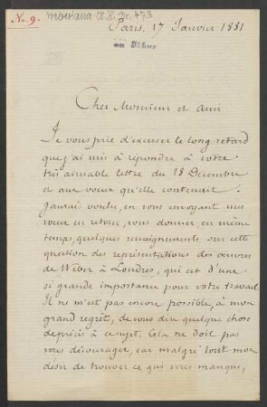 Brief an Friedrich Wilhelm Jähns : 17.01.1881