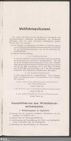 Geschäftskreis des Wohlfahrtspolizeiamtes