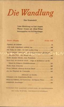 Monatsschrift Die Wandlung. 2. Jahrgang, 1947
