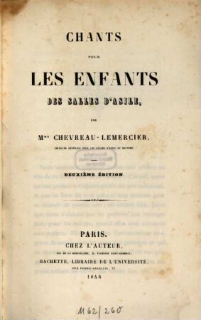 Chants pour les enfants des salles d'asile