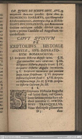 Caput Quintum De Scriptoribus Historiae Augustae, Sive Imperatorum Romanorum
