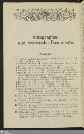 Autographen und historische Documente