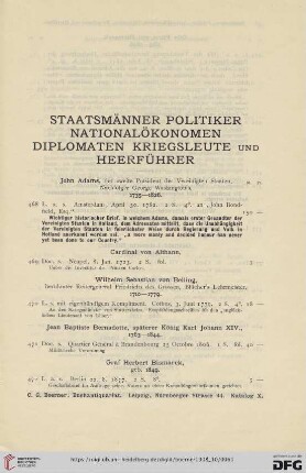 Staatsmänner, Politiker, Nationalökonomen, Diplomaten, Kriegsleute und Heerführer (Nr. 468 - 526)
