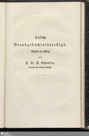 XXVIII. Brandgedächtnißpredigt : Gehalten zu Köstritz
