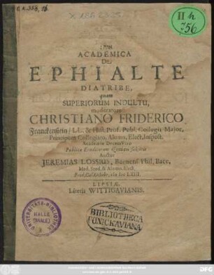 Academica De Ephialte Diatribe