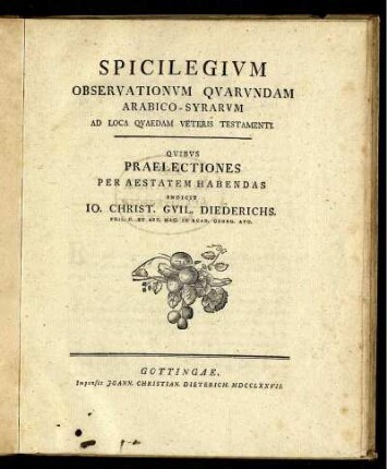 Spicilegium Observationum Quarundam Arabico-Syrarum Ad Loca Quaedam Veteris Testamenti
