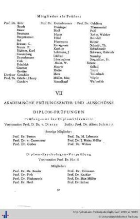 VII. Akademische Prüfungsämter und -Ausschüsse