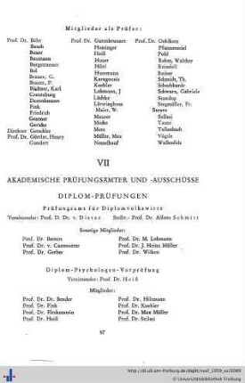 VII. Akademische Prüfungsämter und -Ausschüsse