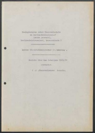1929/30: Bericht über das Schuljahr ... - 1929/30