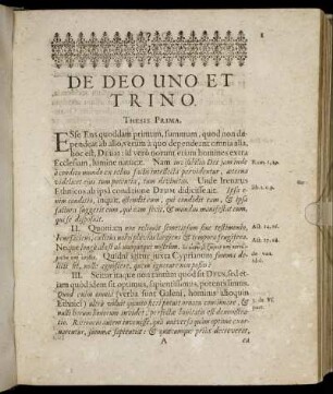 [Disputatio I.] De Deo Uno Et Trino.