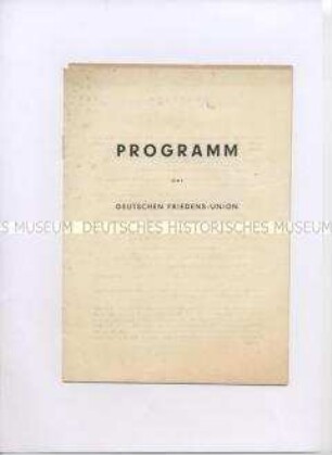 Programmatische Flugschrift mit dem "Stuttgarter Manifest" der DFU