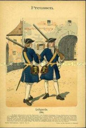 Uniformdarstellung, Gemeine der Leibgarde, Königreich Preußen, 1701.