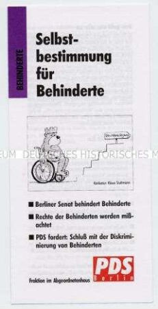 Flugschrift der PDS-Fraktion im Berliner Abgeordnetenhaus 1995 für eine bessere Politik gegenüber Behinderten