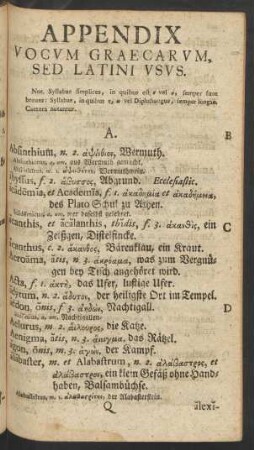 Appendix Vocum Graecarum, Sed Latini Usus
