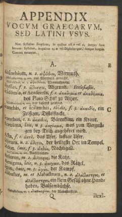 Appendix Vocum Graecarum, Sed Latini Usus