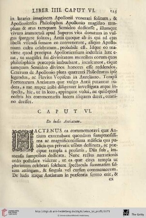 Caput VI: De ludis Antiatum
