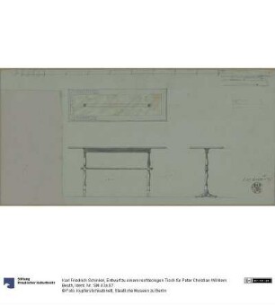 Entwurf zu einem rechteckigen Tisch für Peter Christian Wilhlem Beuth