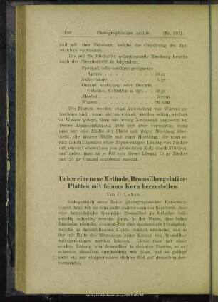 Ueber eine neue Methode, Bromsilbergelatine-Platten mit feinem Korn herzustellen