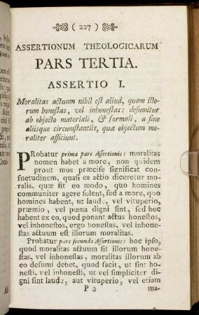 Assertionum Theologicarum pars tertia.