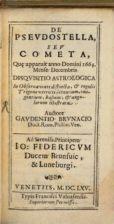 De Pseudostella ... anno 1664