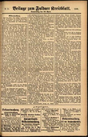 Zweite Ausgabe vom Donnerstag, den 30. April 1896.