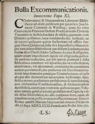 Bulla Excommunicationis.