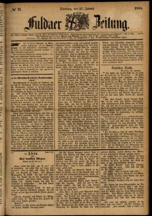 Ausgabe vom Dienstag, den 27. Januar 1885.
