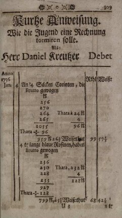 Kurtze Anweisung. Wie die Jugend eine Rechnung formiren solle.