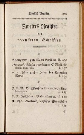 Zweites Register der recensirten Schriften.