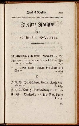 Zweites Register der recensirten Schriften.