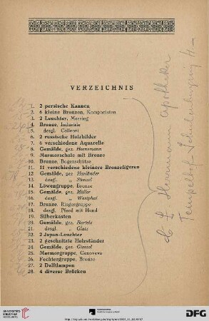Verzeichnis (Nr. 1-402)