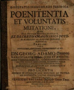 Georg Adam Struven De poenitentia et voluntatis mutatione