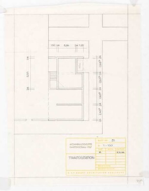Bundesgartenschau, Karlsruhe 1967 Siedlung Im Eichbäumle: Trafostation: Grundriss 1:100