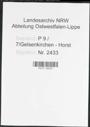 Sterberegister Standesamt Gelsenkirchen-Horst