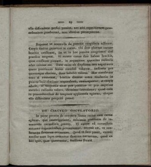 De Circulo Osculatorio.