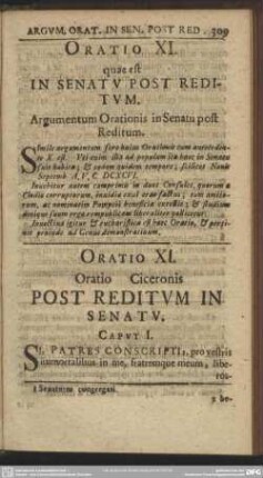 Oratio XI. quae est Post Reditum In Senatu