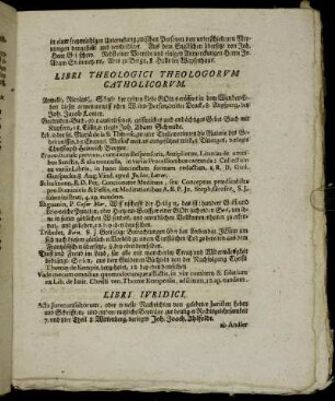 Libri Theologici Theologorvm Catholicorvm.