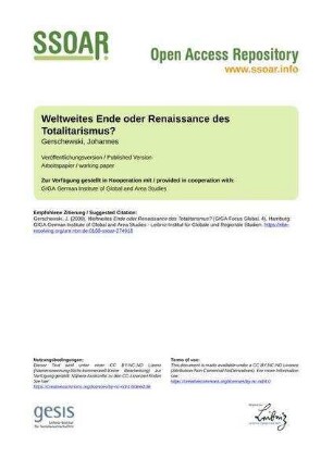 Weltweites Ende oder Renaissance des Totalitarismus?