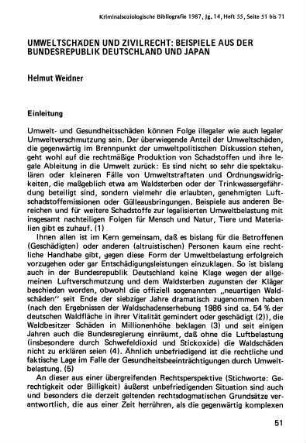 51-72, Umweltschäden und Zivilrecht: Beispiele aus der Bundesrepublik Deutschland und Japan