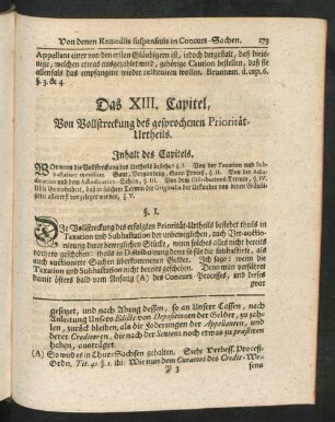 Das XIII. Capitel, Von Vollstreckung des gesprochenen Priorität-Urtheils.