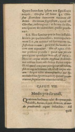 Caput VIII. De Modo praedicandi.