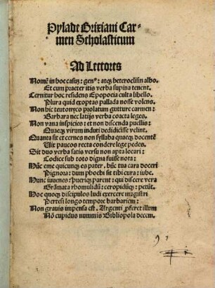 Pylade Brixiani Carmen Scholasticum