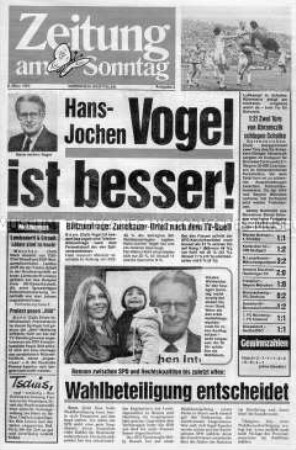 "Zeitung am Sonntag", Sozialdemokratische Sonntagszeitung, Ausgabe Nordrhein-Westfalen