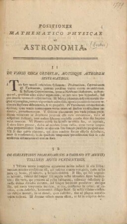§ II De coelestibus phaenomenis a diurno et annuo telluris motu pendentibus.