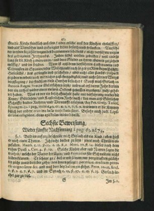 Sechste Beweisung. Wieder fünffte Nachsinnung ...