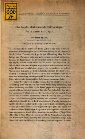 Über Brande's eletrochemische Untersuchungen : vorgelegt in der Sitzung vom 10. Juli 1862