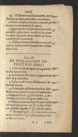 Pars III. De Syllogismo Sophistico (fallaci.)